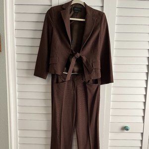 BCBGMAXAZRIA Brown Pinstripe Lolita Pant Suit